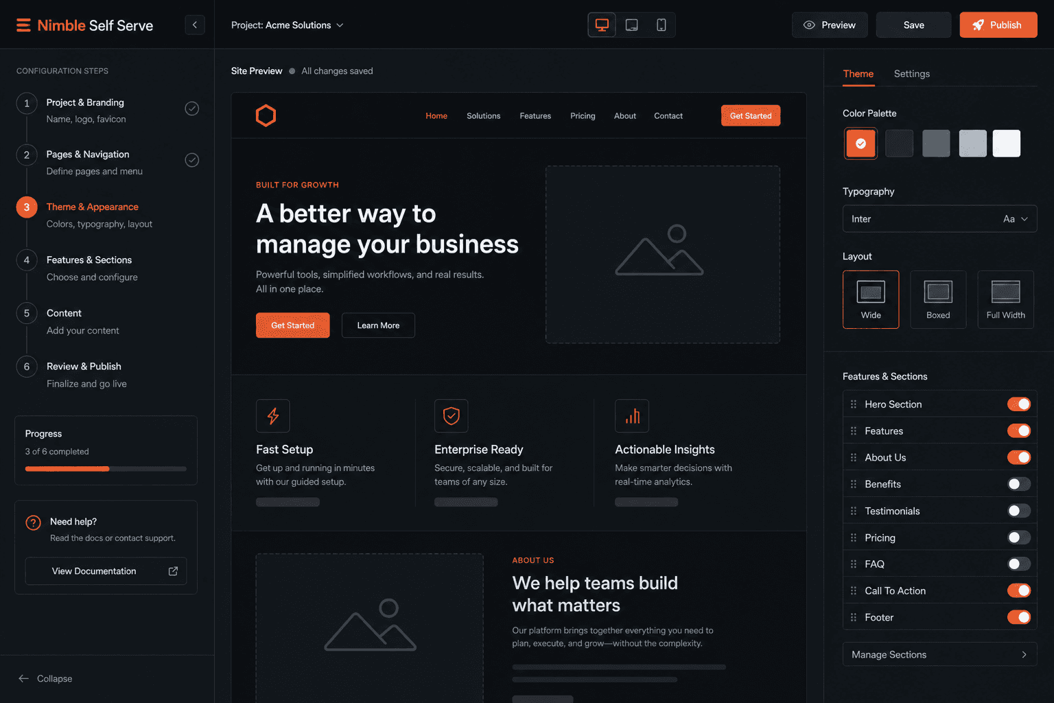 Nimble Self Serve screenshot